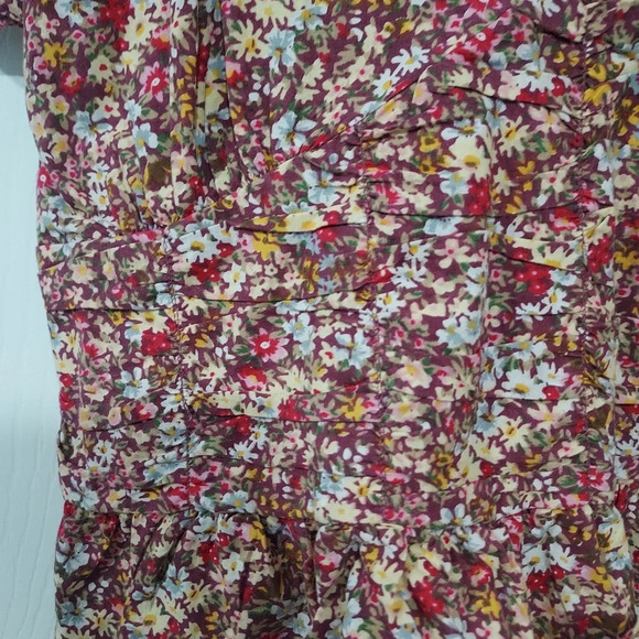 NWOT Sim & Sam Burgundy Floral Crop Top Puffy Sleeves in Size XL - Picture 5 of 10